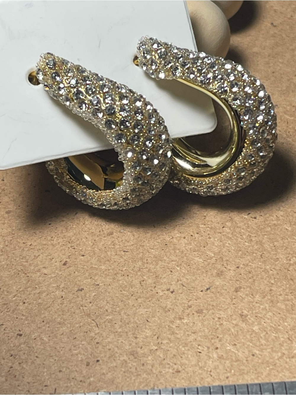 Gold Crystal Pave Hoop Earrings - Elegant Sparkle
